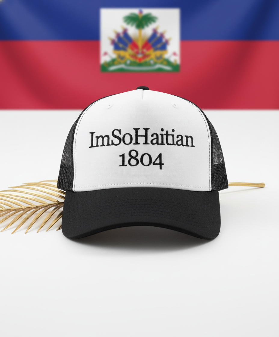 Noir et Blanc "ImSoHaitian" Hat-BLACK Embroidery