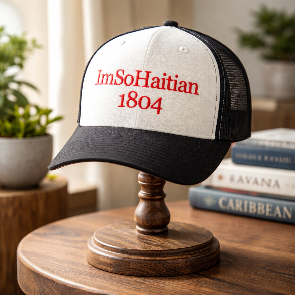 Noir et Blanc "ImSoHaitian" Hat- RED Embroidery