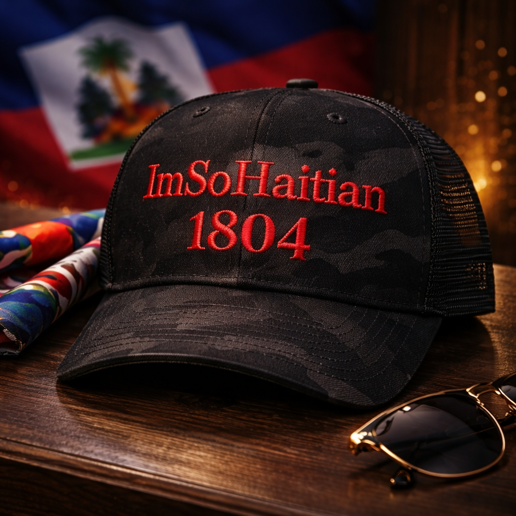 Reje Noir "ImSoHaitian" Hat-RED embroidery