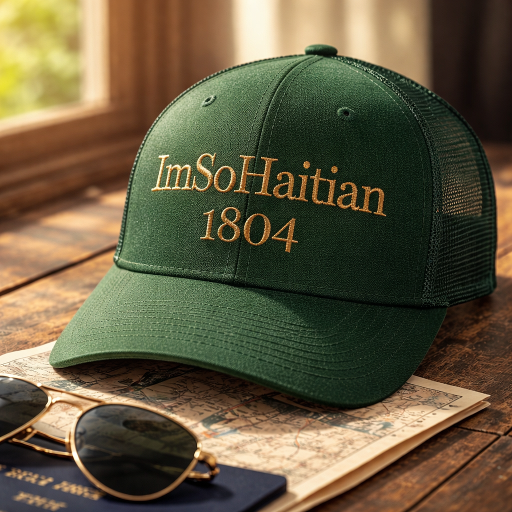 Green Epice "ImSoHaitian" Hat-BEIGE Embroidery