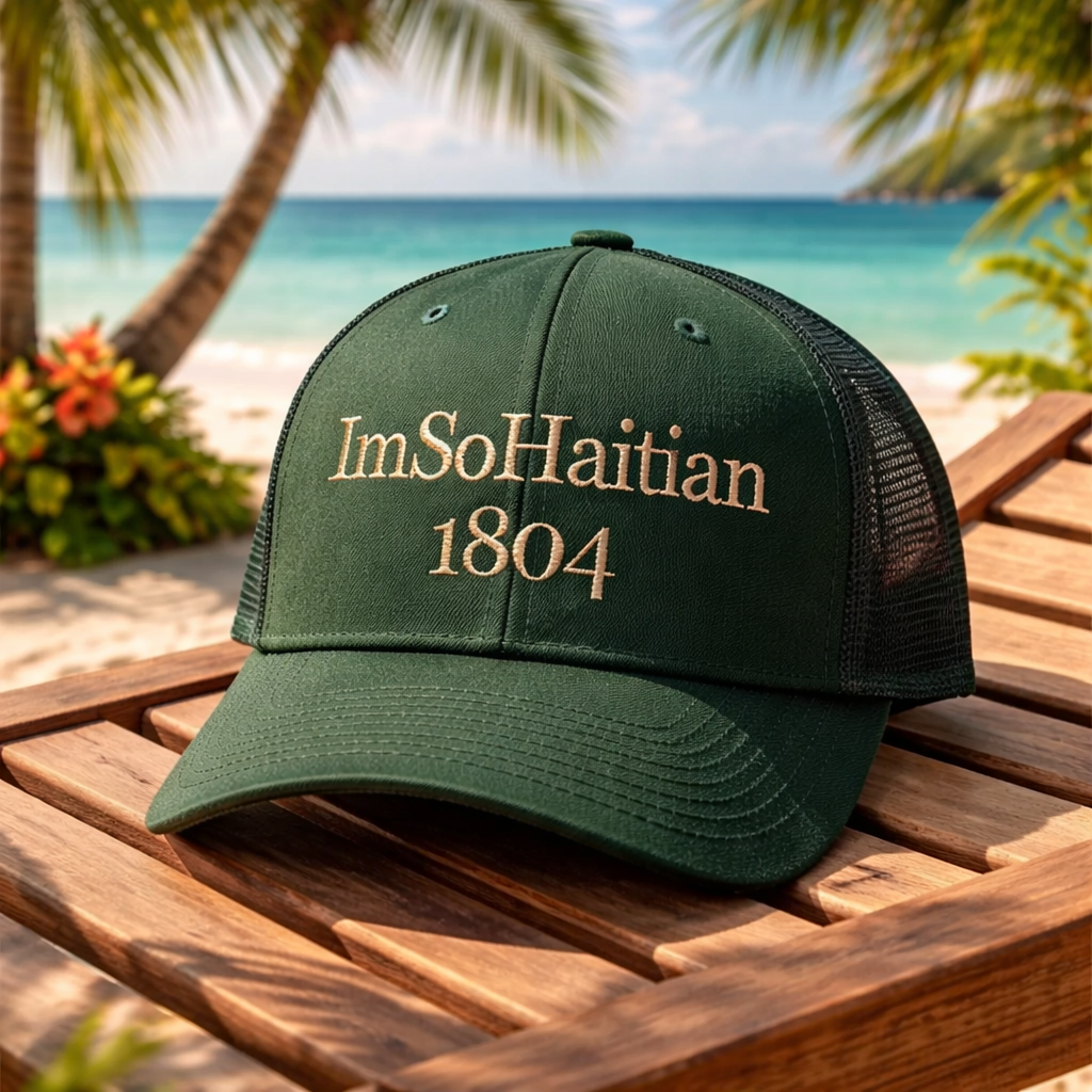 Green Epice "ImSoHaitian" Hat-BEIGE Embroidery