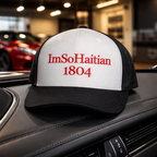 Noir et Blanc "ImSoHaitian" Hat- RED Embroidery