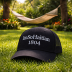 Hot Charbon "ImSoHaitian" Hat- SILVER embroidery