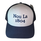 Ble et Blanc fonse "Nou La" Hat- NAVY BLUE Embroidery