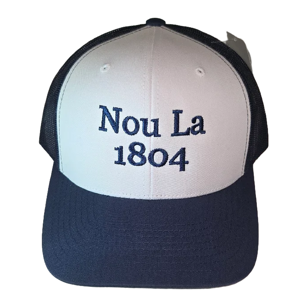 Ble et Blanc fonse "Nou La" Hat- NAVY BLUE Embroidery