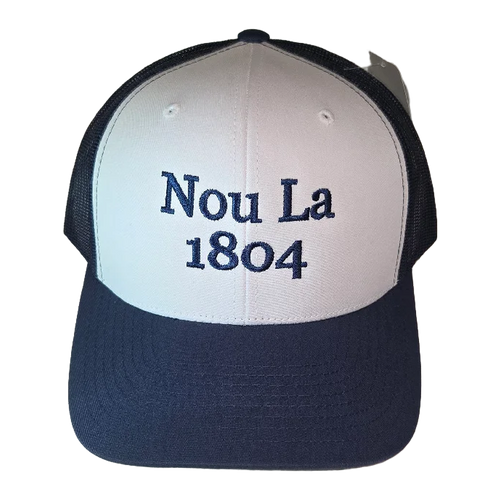 Ble et Blanc fonse "Nou La" Hat- NAVY BLUE Embroidery