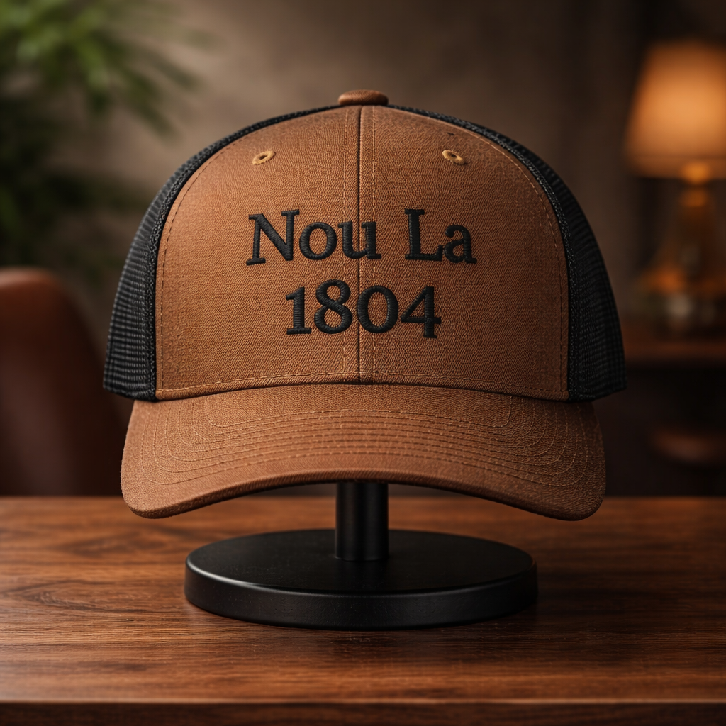 Caramel Dous "Nou La" Hat- Black Embroidery