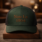 Green Epice "Nou La" Hat- BROWN Embroidery
