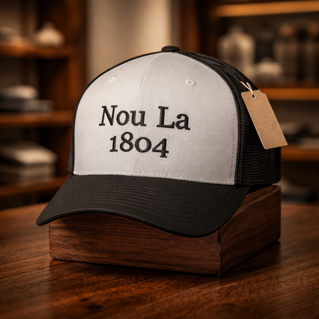 Noir et Blanc "Nou La" Hat- BLACK Embroidery