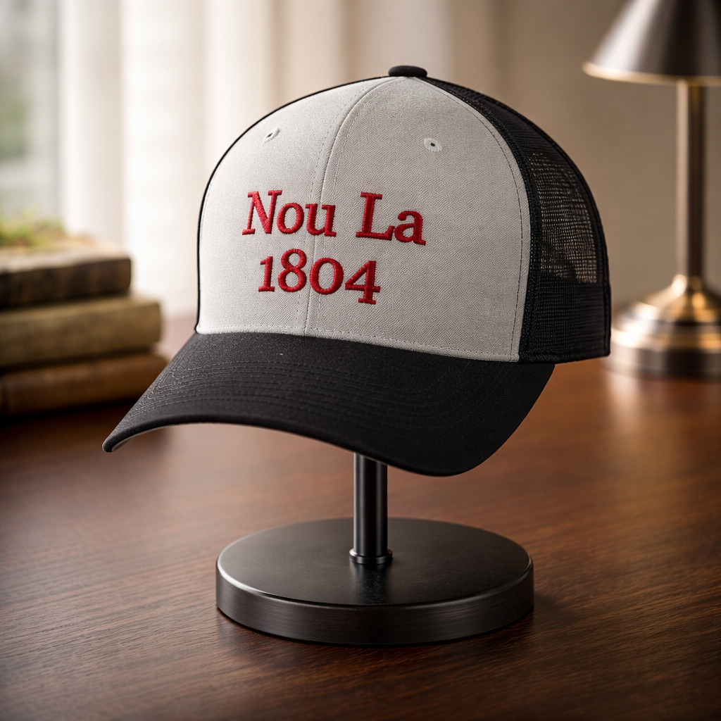 Noir et Blanc "Nou La" Hat- RED Embroidery