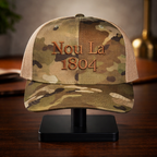 Light Jardin & Beige "Nou La" Hat- BROWN Embroidery