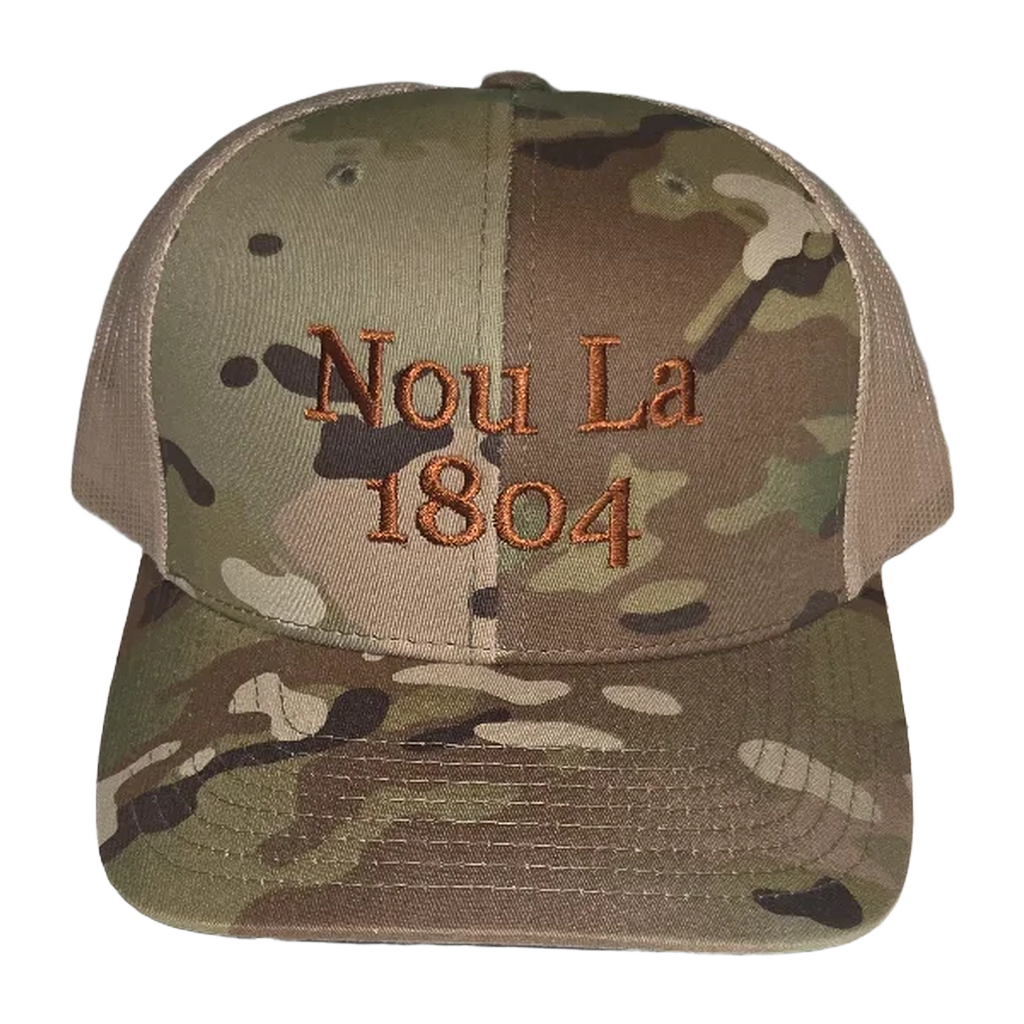 Light Jardin & Beige "Nou La" Hat- BROWN Embroidery