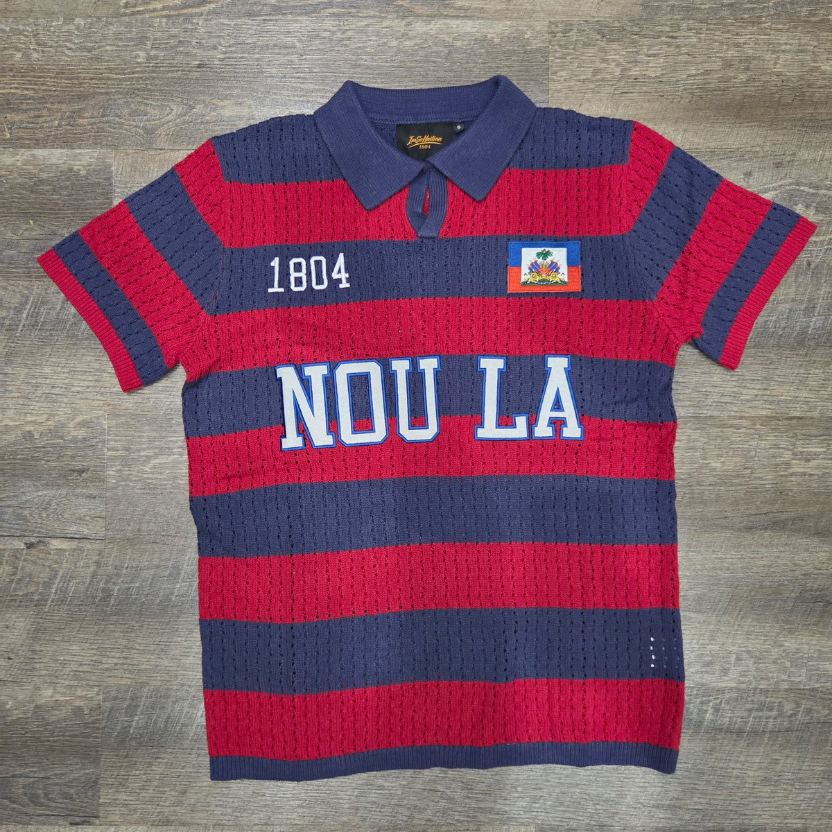 LIGHTWEIGHT Loose knit Haiti 1804 Polo Shirt | Nou La Heritage Stripe Knit Polo