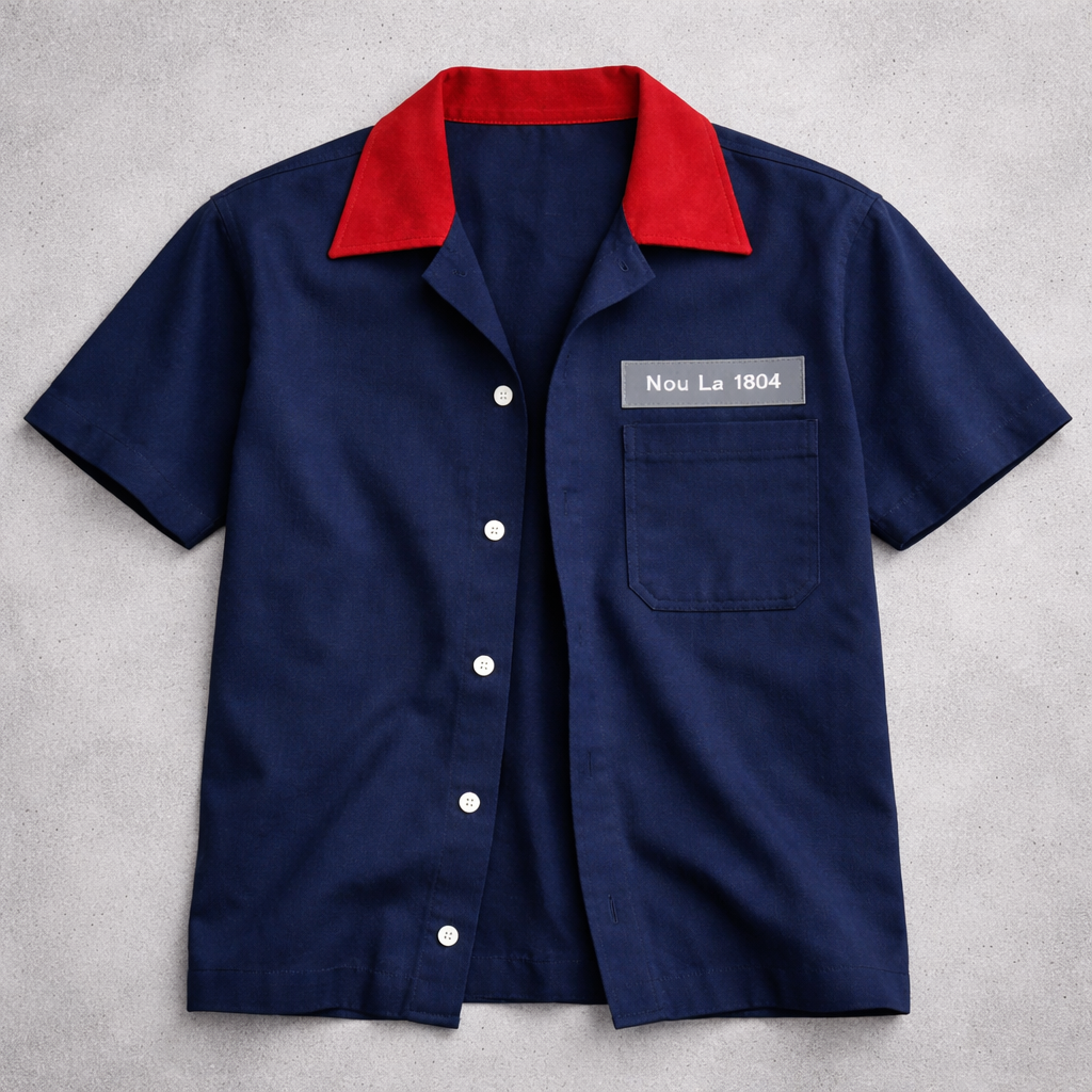 Nou La 1804 Contrast Collar Shirt