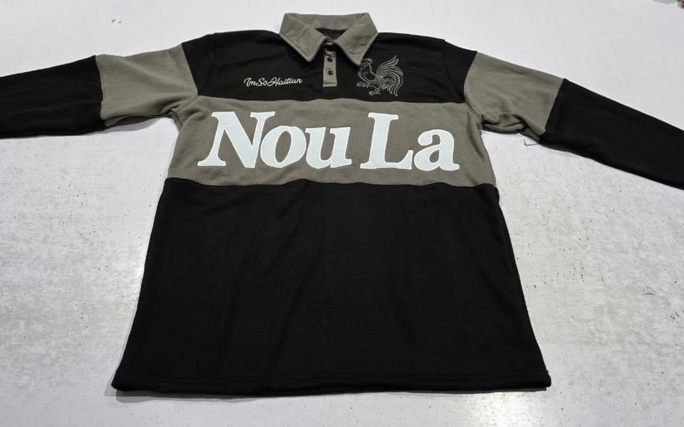Muted Haitian Heritage Rugby Polo | Nou La Heavyweight French Terry Stripe Shirt