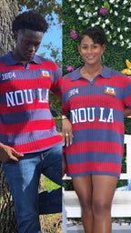 LIGHTWEIGHT Loose knit Haiti 1804 Polo Shirt | Nou La Heritage Stripe Knit Polo