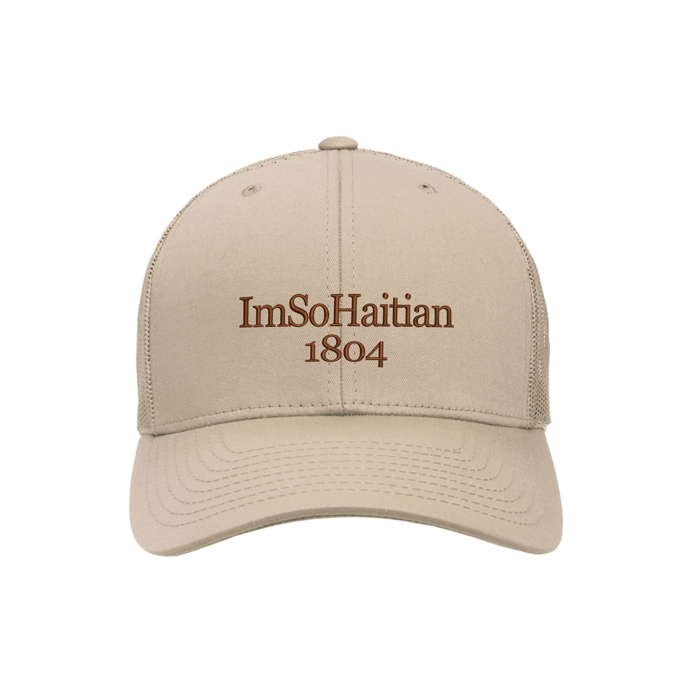 Tres Beige "ImSoHaitian" Hat-BROWN Embroidery