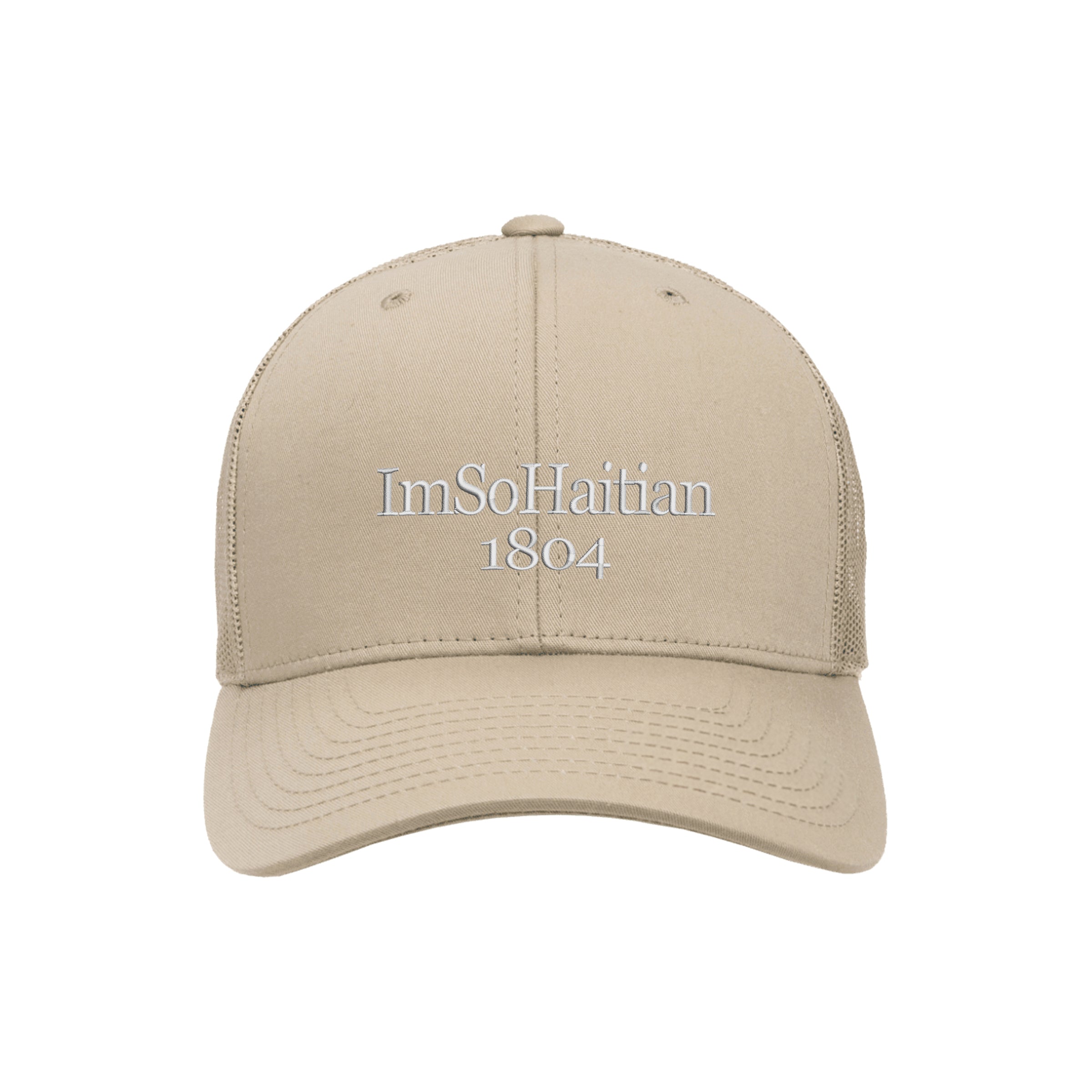 Tres Beige "ImSoHaitian" Hat-WHITE Embroidery