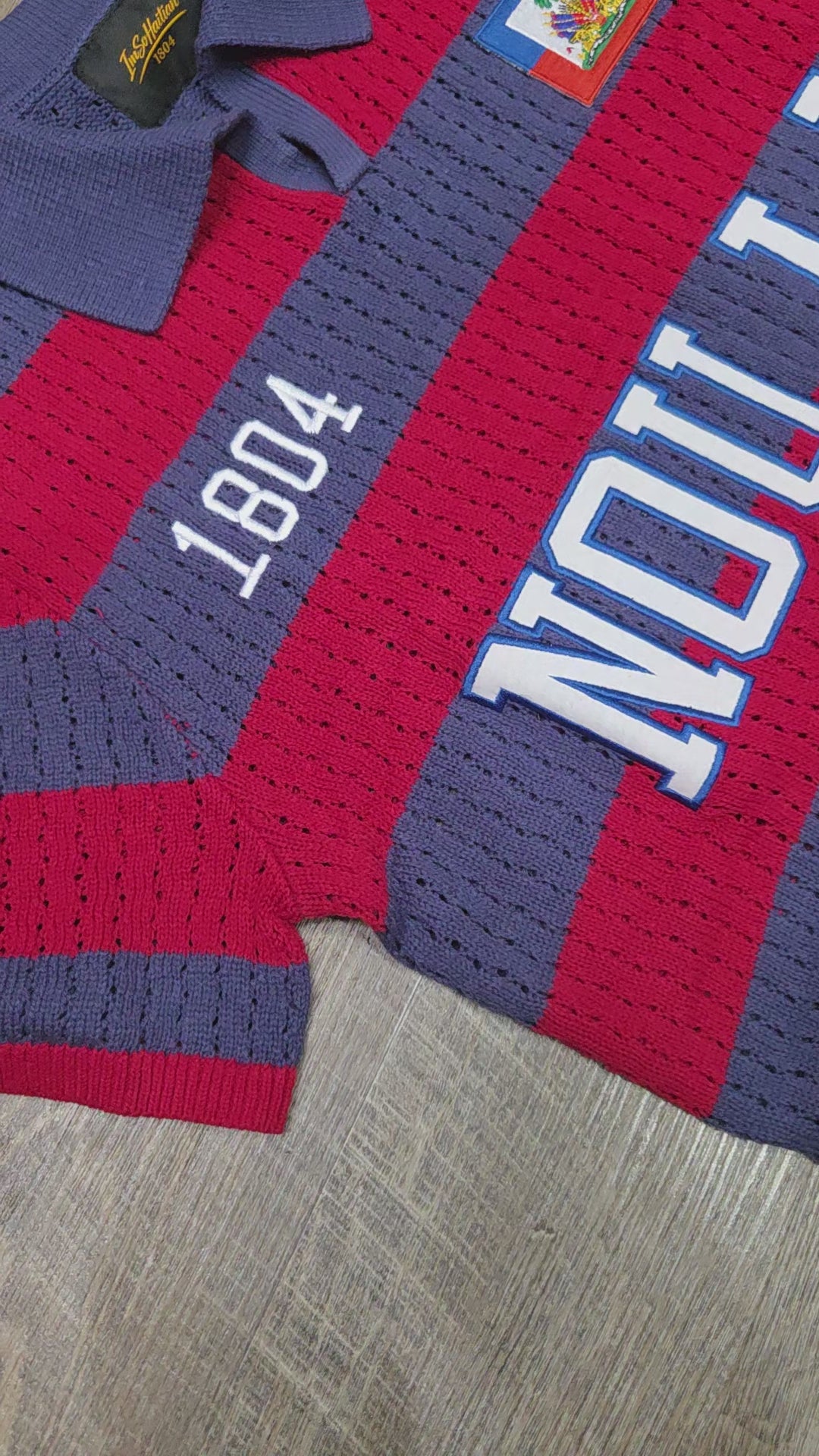LIGHTWEIGHT Loose knit Haiti 1804 Polo Shirt | Nou La Heritage Stripe Knit Polo