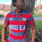 LIGHTWEIGHT Loose knit Haiti 1804 Polo Shirt | Nou La Heritage Stripe Knit Polo